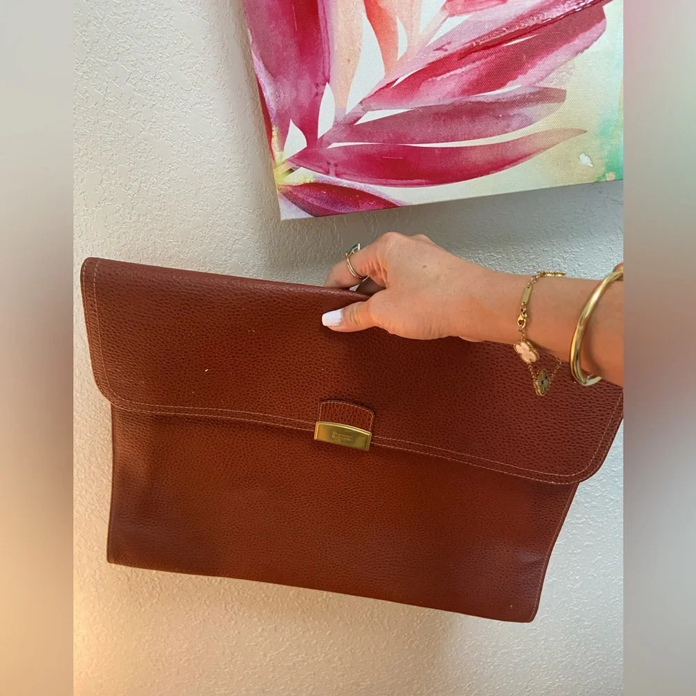 Vintage Nazarene Gabrielli Leather Copper Red Brown Portfolio Large Case Unisex